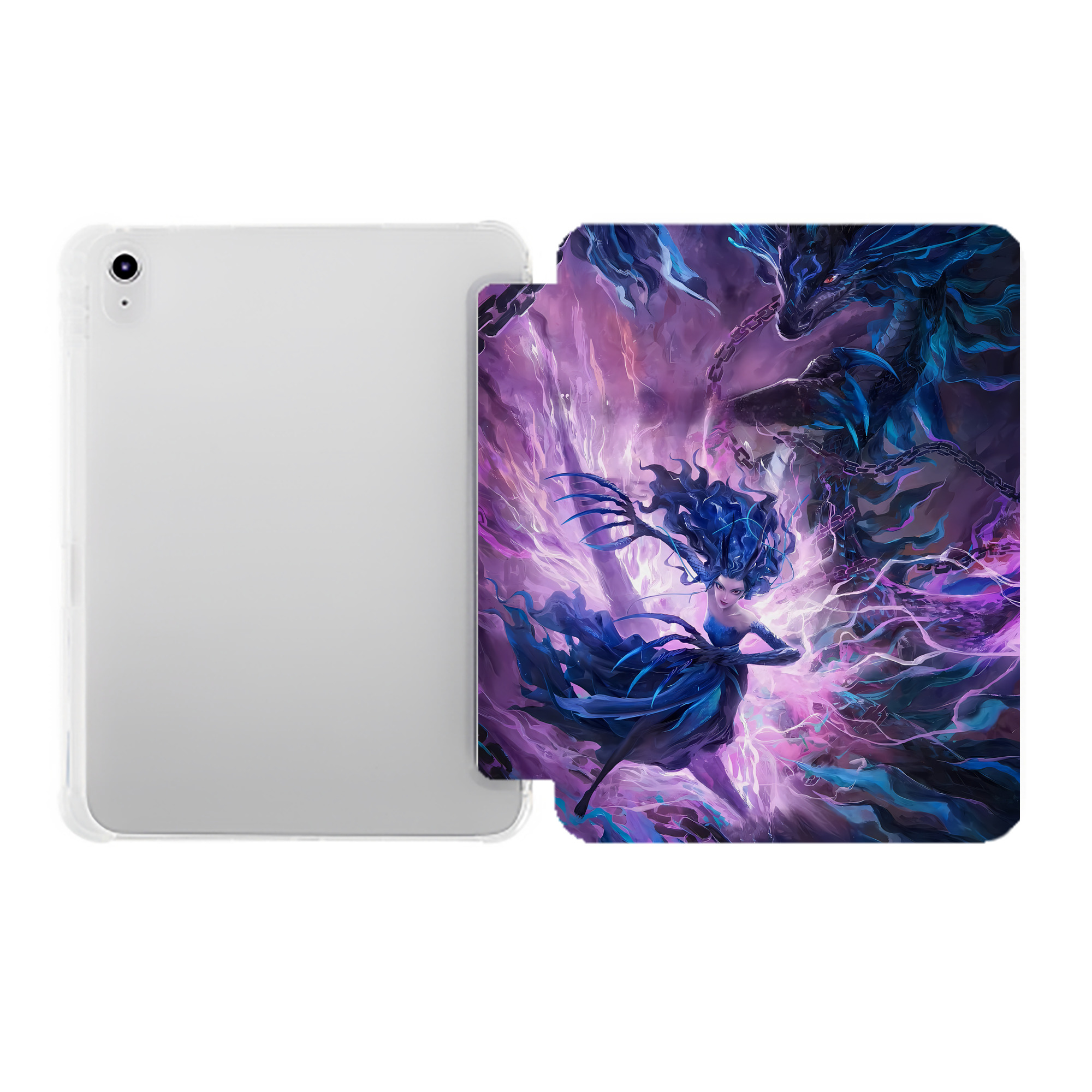 （画像用） Ne Zha 2 ナタ 魔童の大暴れ IPad ケース ペン収納付き 三つ折りスタンド PUレザー×シリコン 対応機種9.5/10.5/10.9インチ